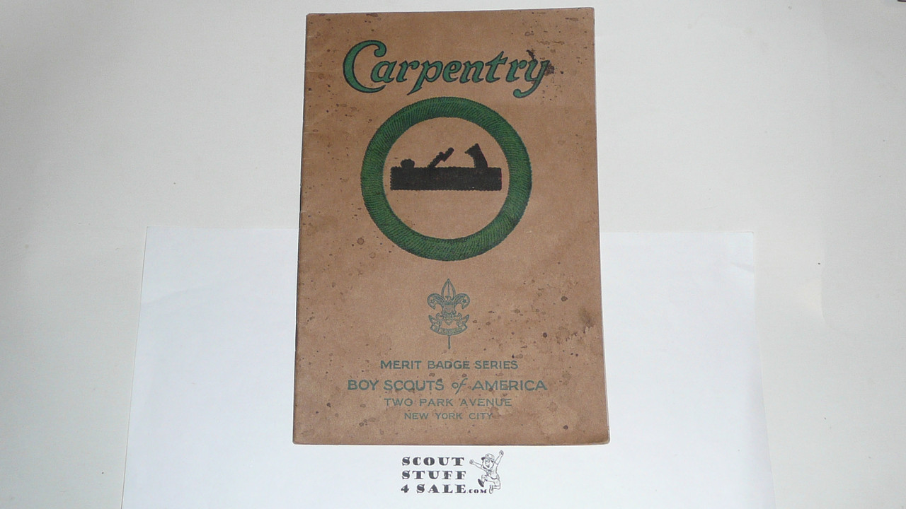 Carpentry Merit Badge Pamphlet, Type 3, Tan Cover, 2-32 Printing