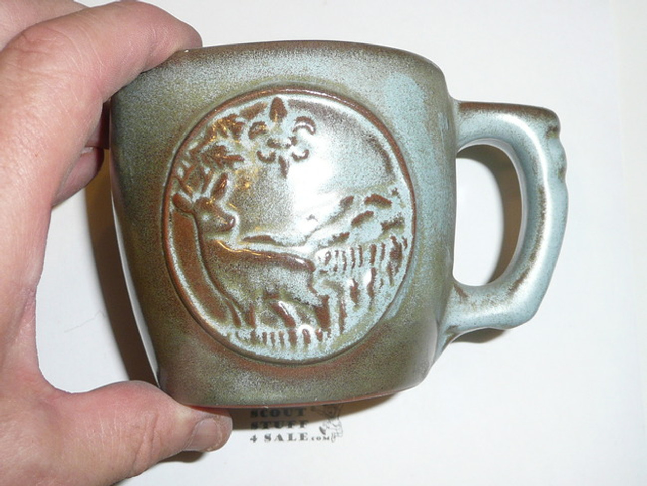 1969 National Jamboree Frankoma Ceramic Coffee Mug, Blue/Green