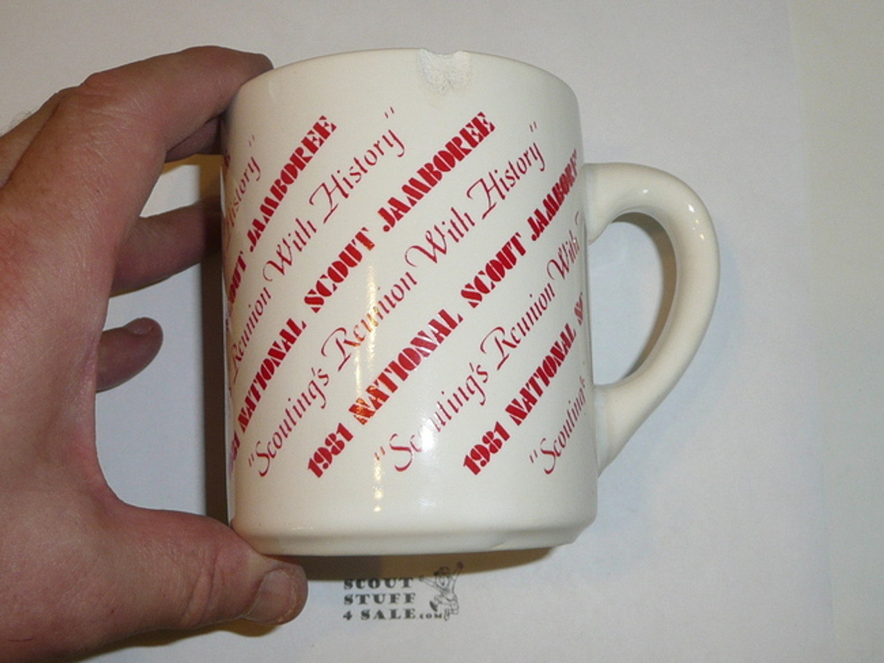 1981 National Jamboree Coffee Mug, Scouting Reunion With History, Small Chip