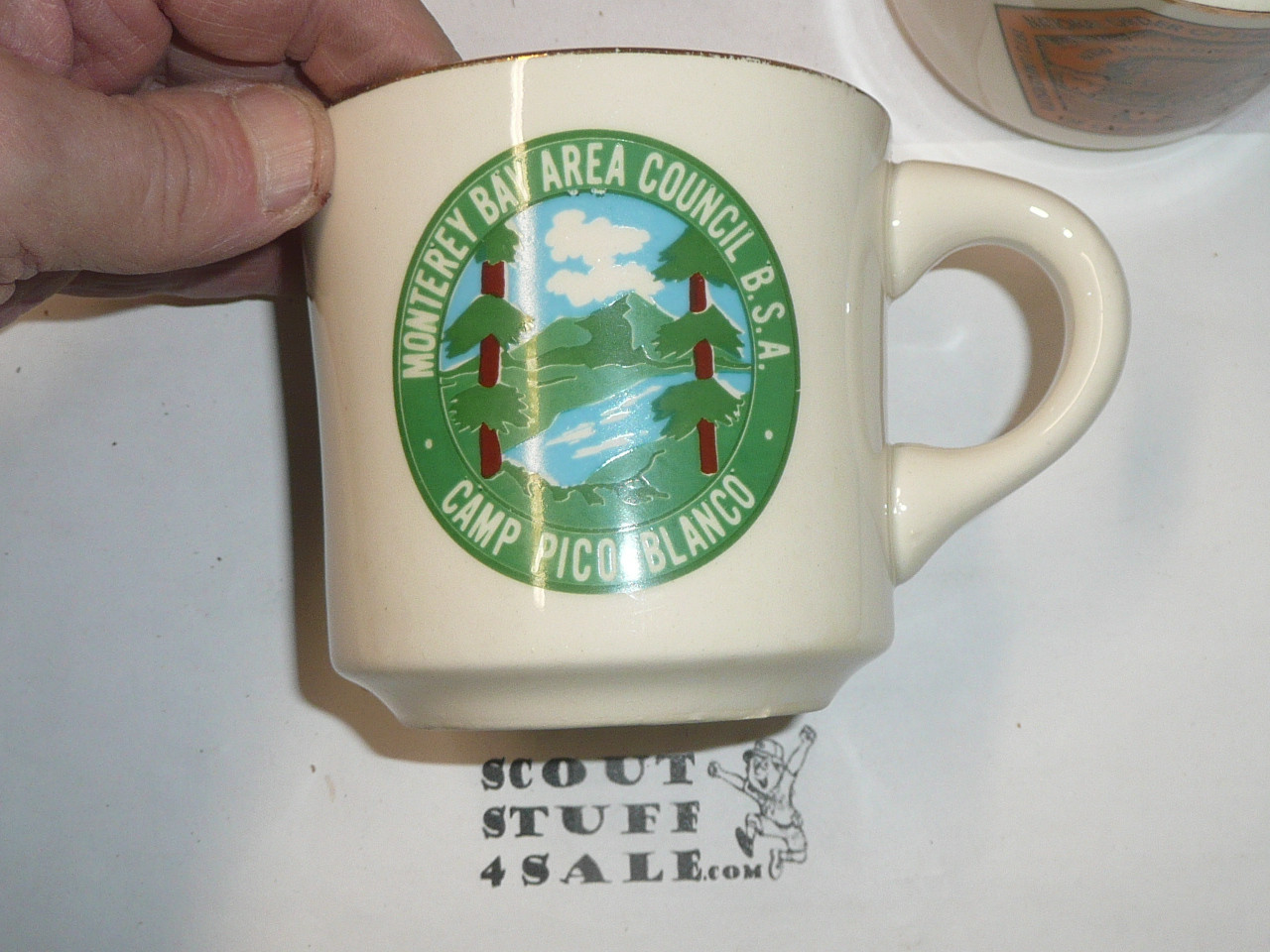 Camp Pico Blanco Mug, Monterey Bay Area Council, hairline crack at back of the mug