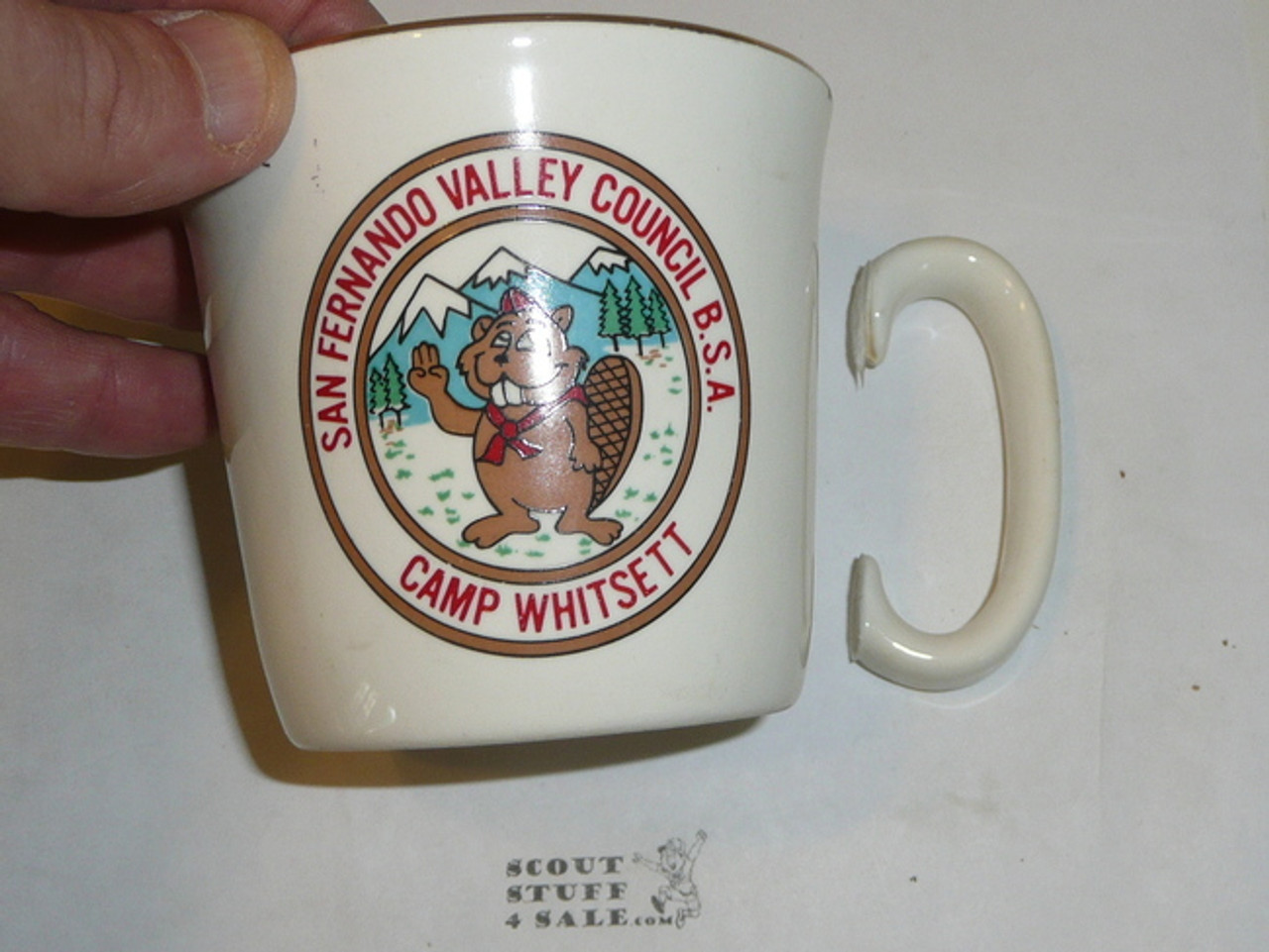 1960's Camp Whitsett Mug, Saluting Beaver, Broken Handle-Can be glued