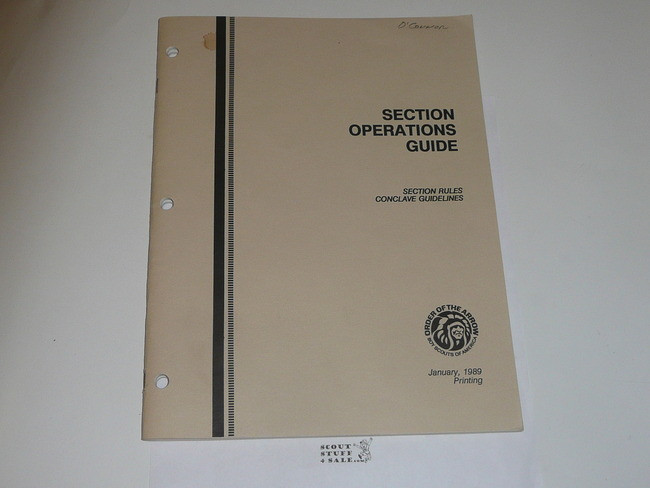 Order of the Arrow Section Operations Guide, 1989, 1-89 printing