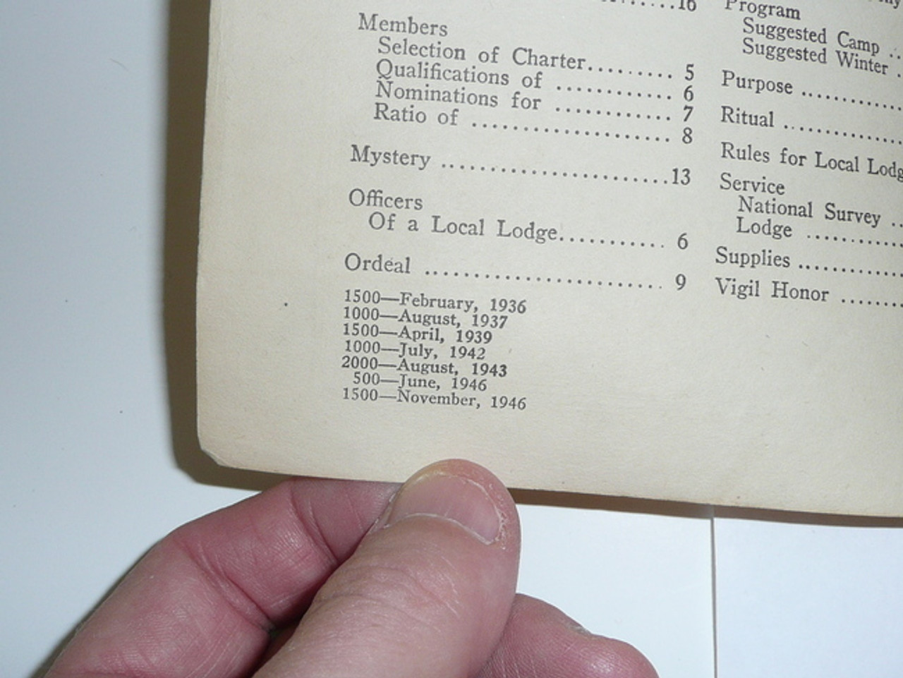 Local Lodge Manual, Order of the Arrow, 11-1946 Printing