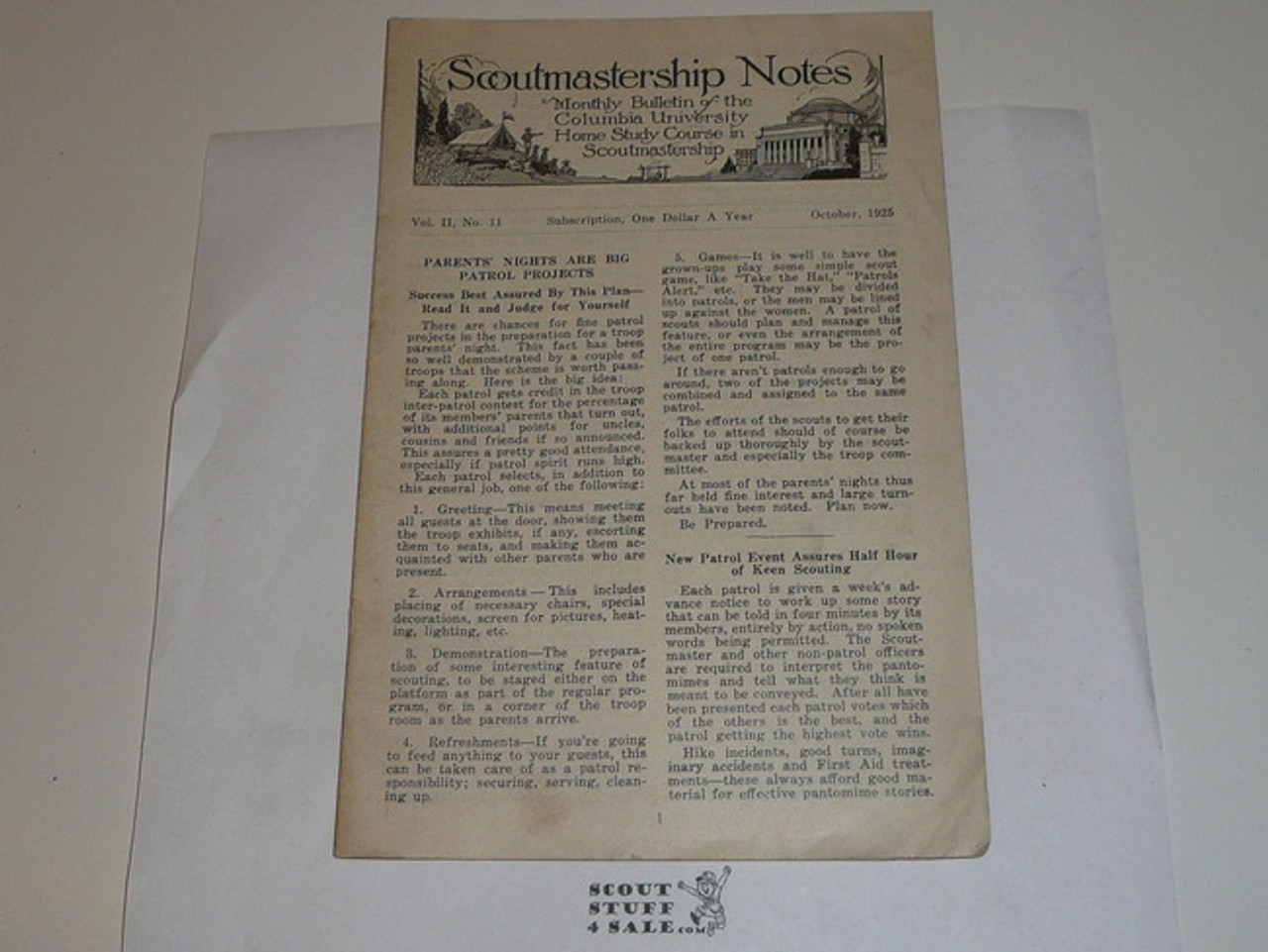 1925, October Scoutmastership Notes, Homestudy Department Columbia University