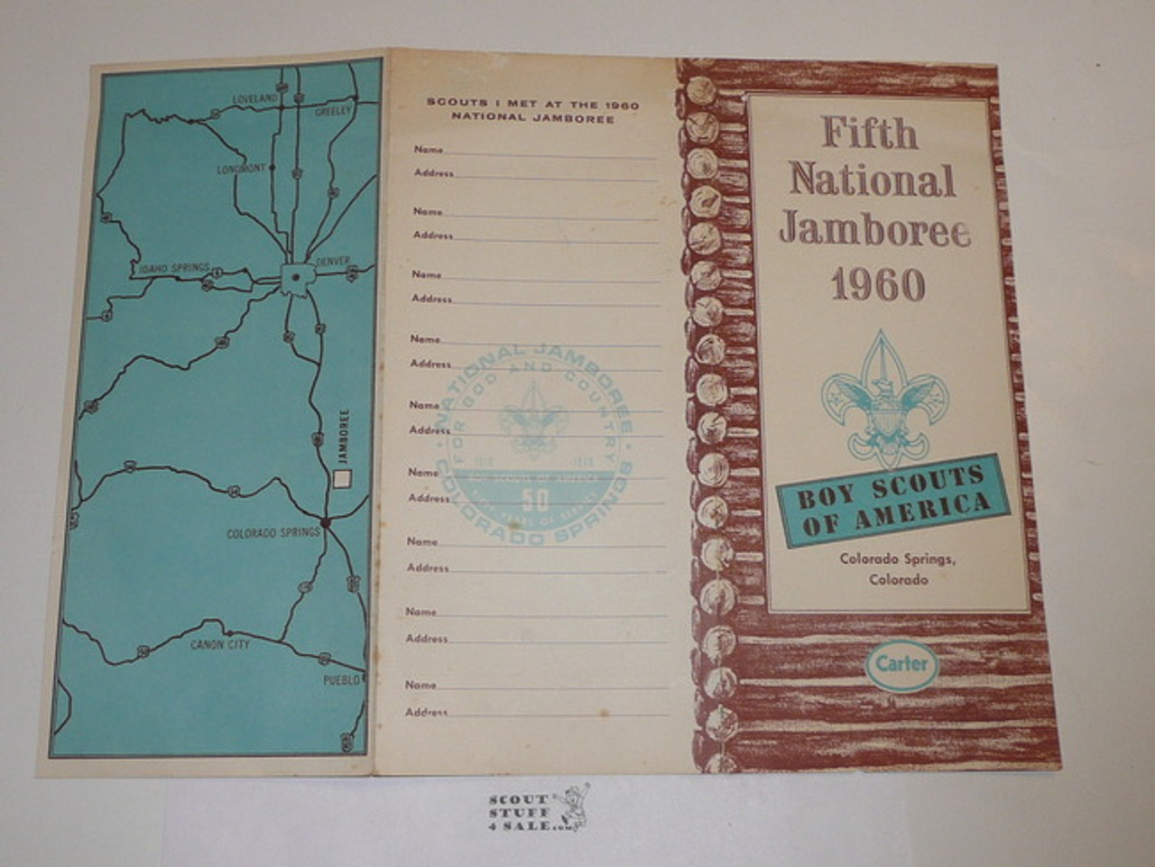 1960 National Jamboree Map With Places to Write Who You Met at the Jamboree