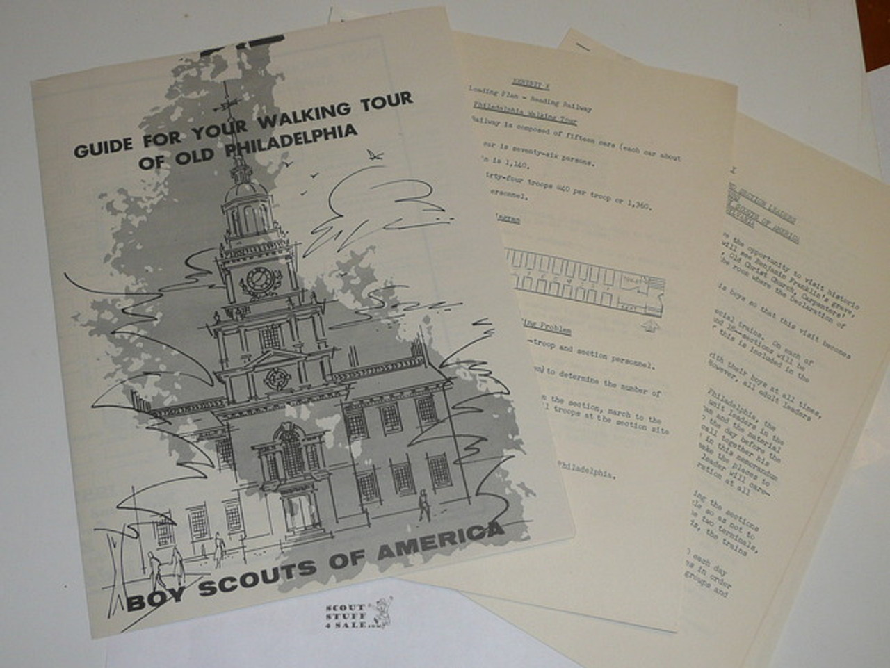 1957 National Jamboree  Philadelphia Walking Tour Guide and Unit Leader Instruction Packet