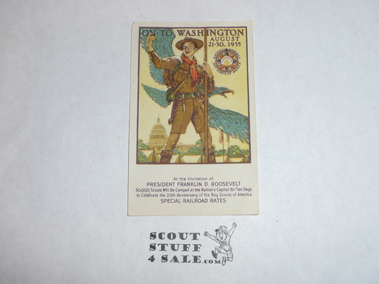 1935 National Jamboree Gummed Seal with Norman Rockwell Picture