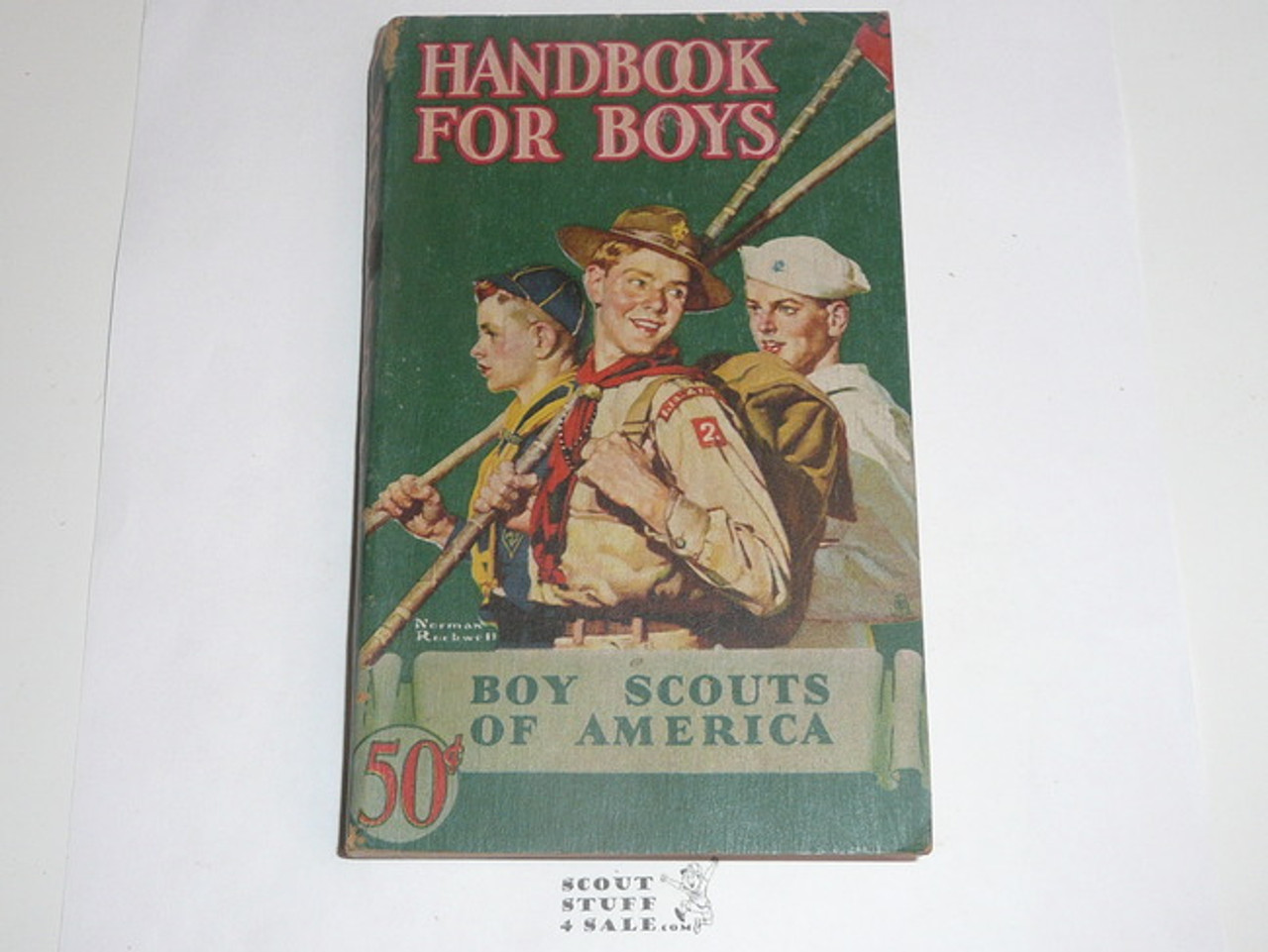 1945 Boy Scout Handbook, Fourth Edition, Thirty-eighth Printing, Norman Rockwell Cover,  lite edge wear