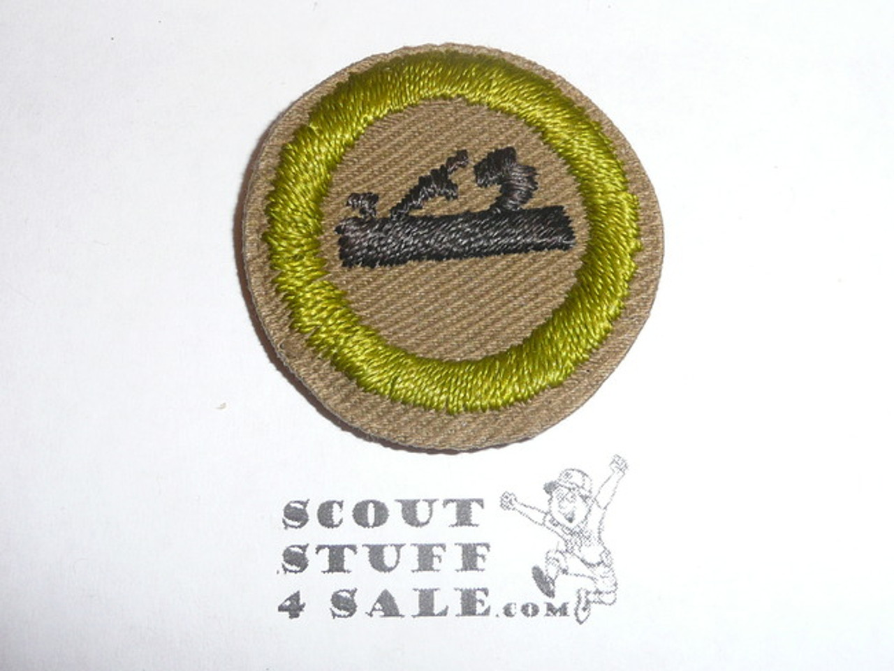 Carpentry - Type C - Tan Crimped Merit Badge (1936-1946), was sewn but in very good condition