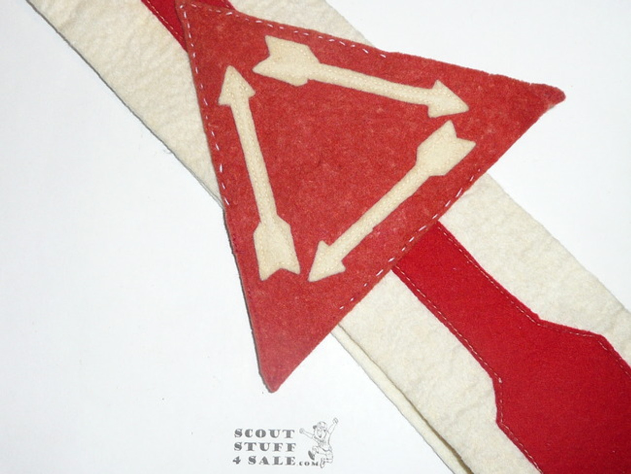 1930's Felt Vigil Order of the Arrow Sash With Felt Arrow, Felt Triangle and Felt Arrows in Triangle, Thin Felt Arrows, Very Lt Use, Not Lined on Back, 28"