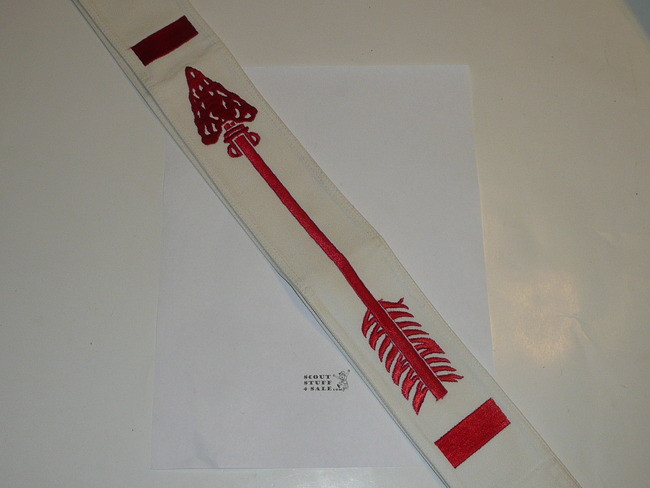 1960's Embroidered On Twill Brotherhood Order of the Arrow Sash, Medium Weight Twill, Double Row Edged Stitching, Like New Condition, 26-28"