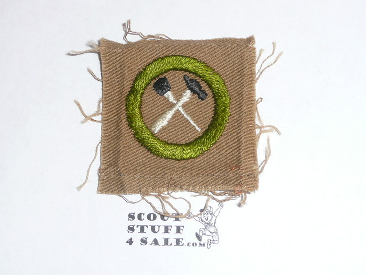 Handicraft / Home Repairs - Type A - Square Tan Merit Badge (1911-1933), lt use