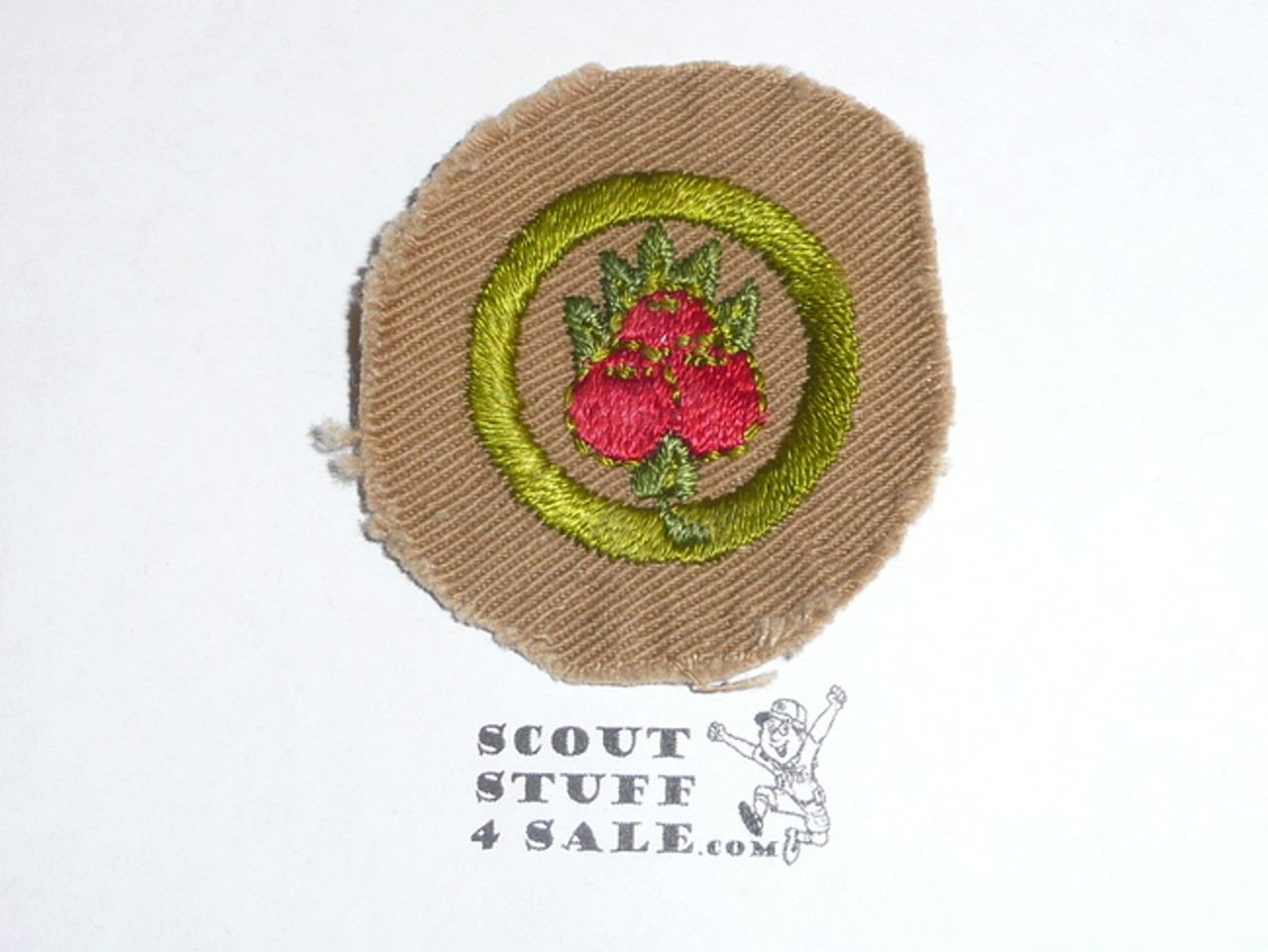 Fruit Culture - Type A - Square Tan Merit Badge (1911-1933), trimmed