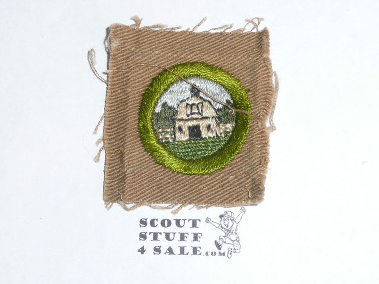 Farm Layout & Building Arrangement - Type A - Square Tan Merit Badge (1911-1933), lt use
