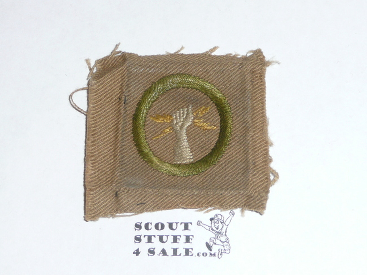 Electricity - Type A - Square Tan Merit Badge (1911-1933), TEENS variety, used #2