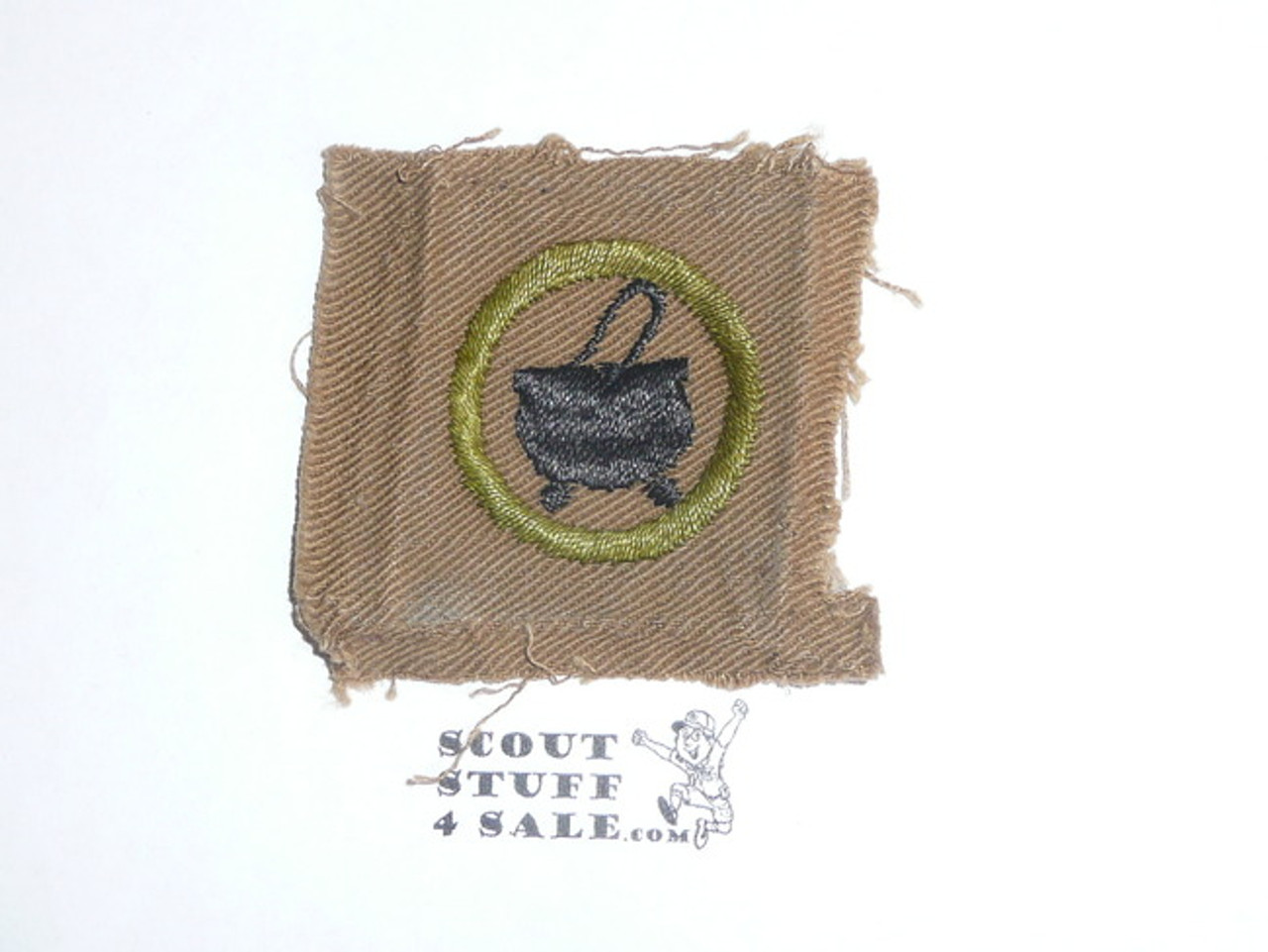 Cooking - Type A - Square Tan Merit Badge (1911-1933), lt use, TEENS variety