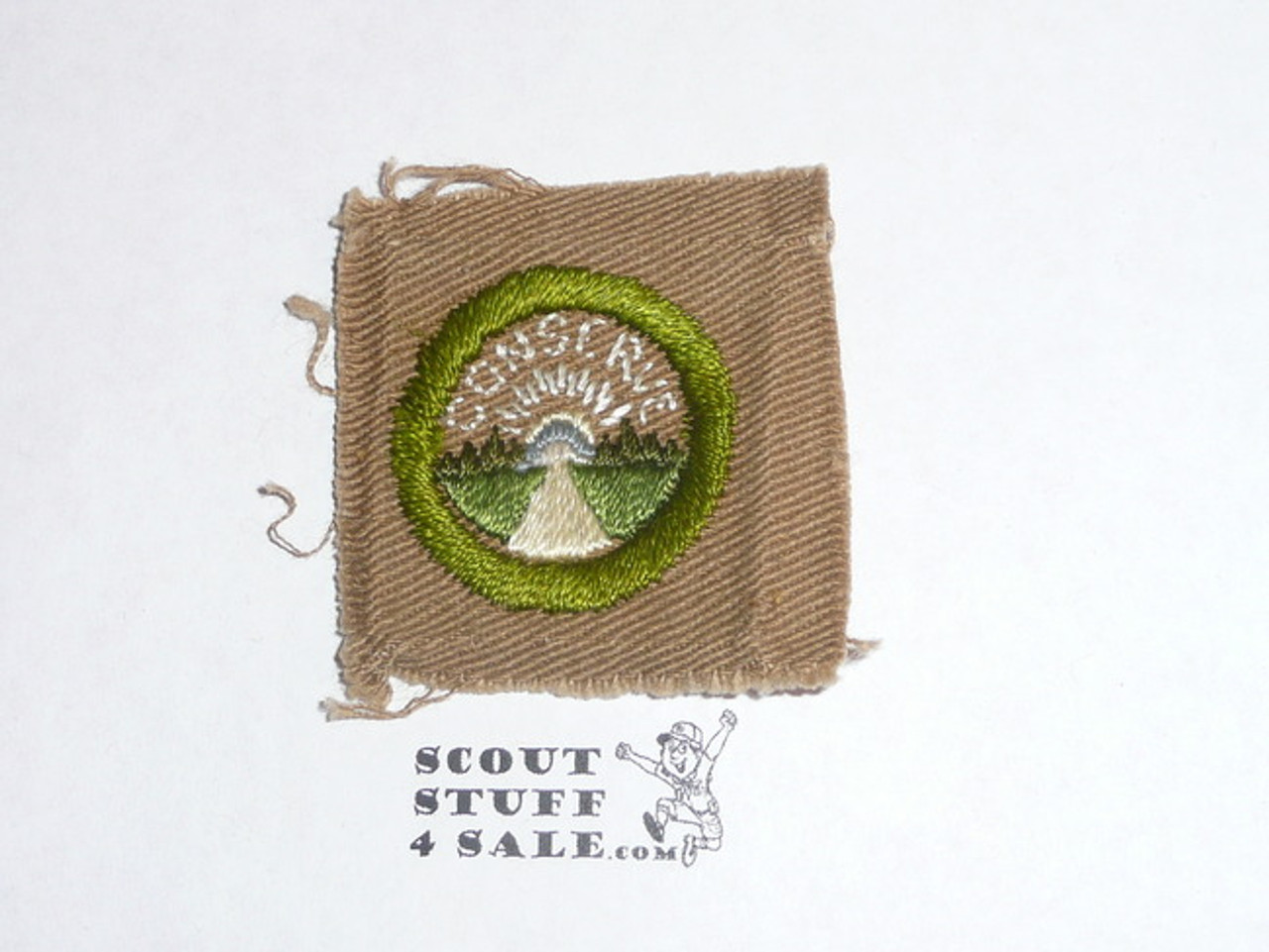 Conservation - Type A - Square Tan Merit Badge (1911-1933), lt use