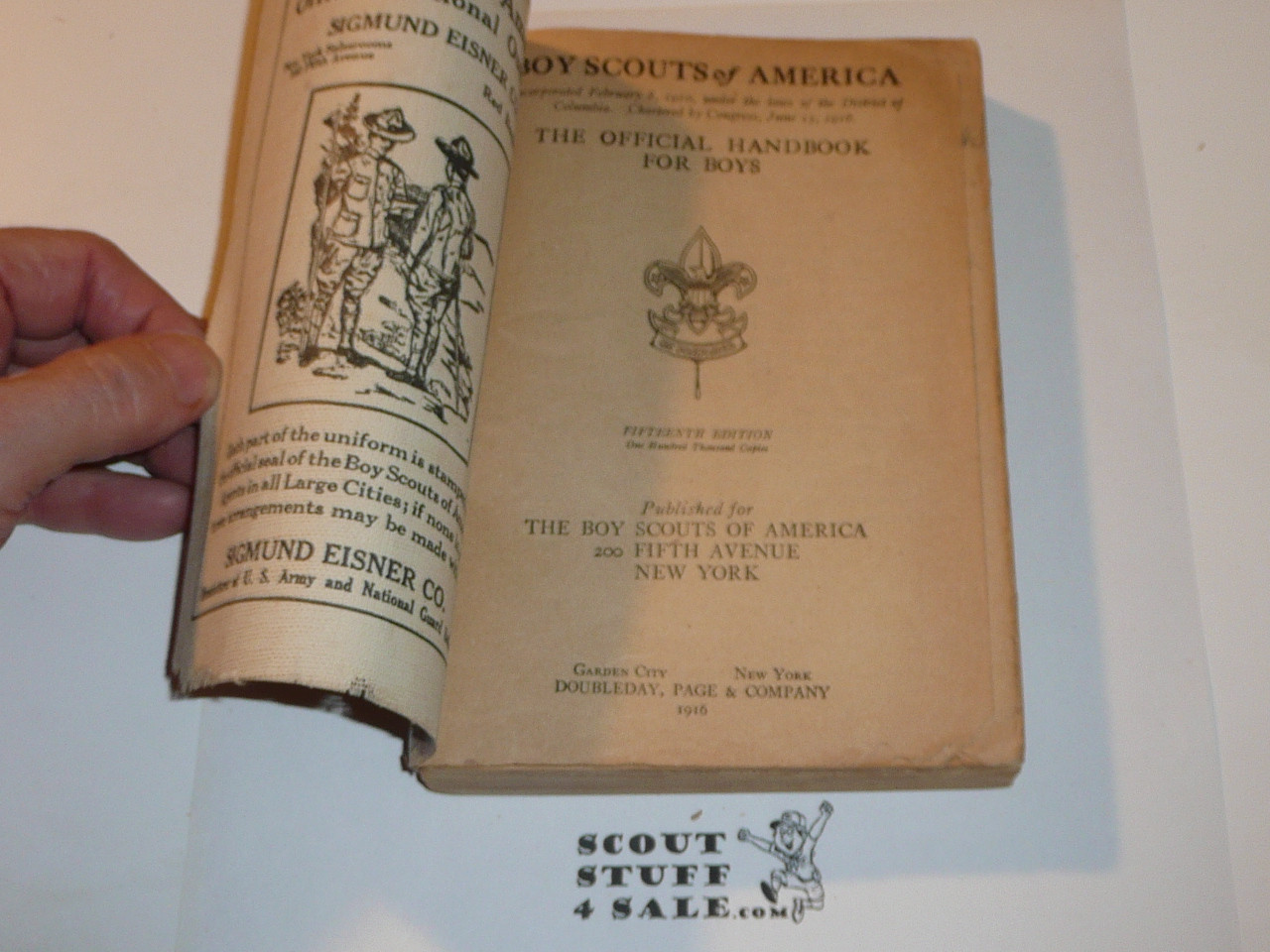 1916 Boy Scout Handbook, Second Edition, Fifteenth Printing, some wear, spine faded