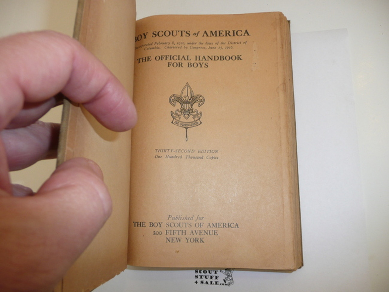 1925 Boy Scout Handbook, Second Edition, Thirty-second Printing, Canvas Hardbound (VERY RARE), near MINT