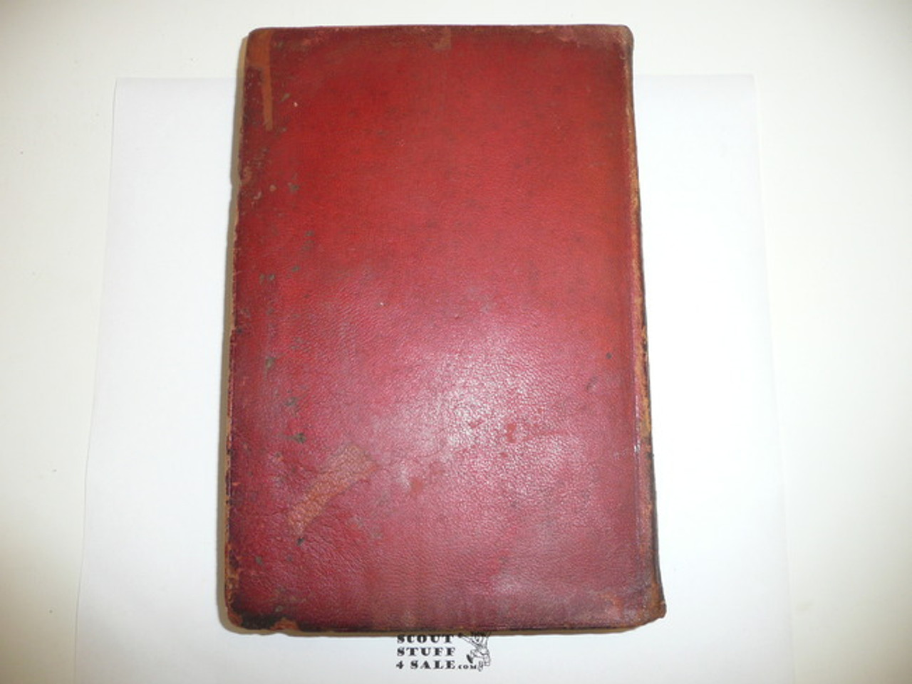 1918 Boy Scout Handbook, Second Edition, Eighteenth Printing, Red Leather binding, Leather darkening at cover edges and spine