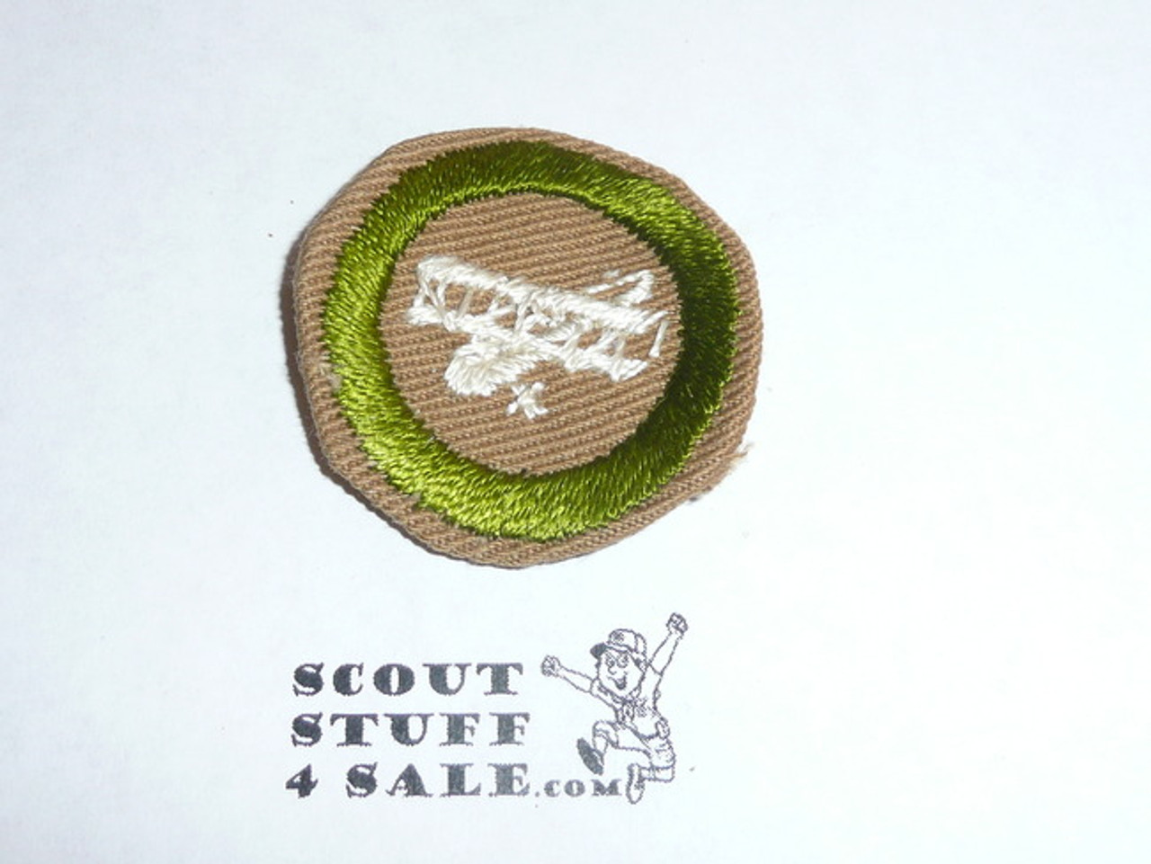 Aviation - Type A - Square Tan Merit Badge (1911-1933), Material folded under with some trimming
