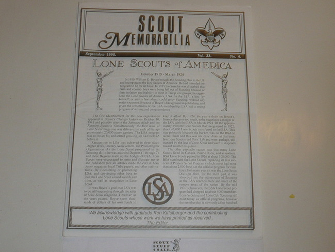 Scout Memorabilia Magazine, 1998, Vol 33 #4