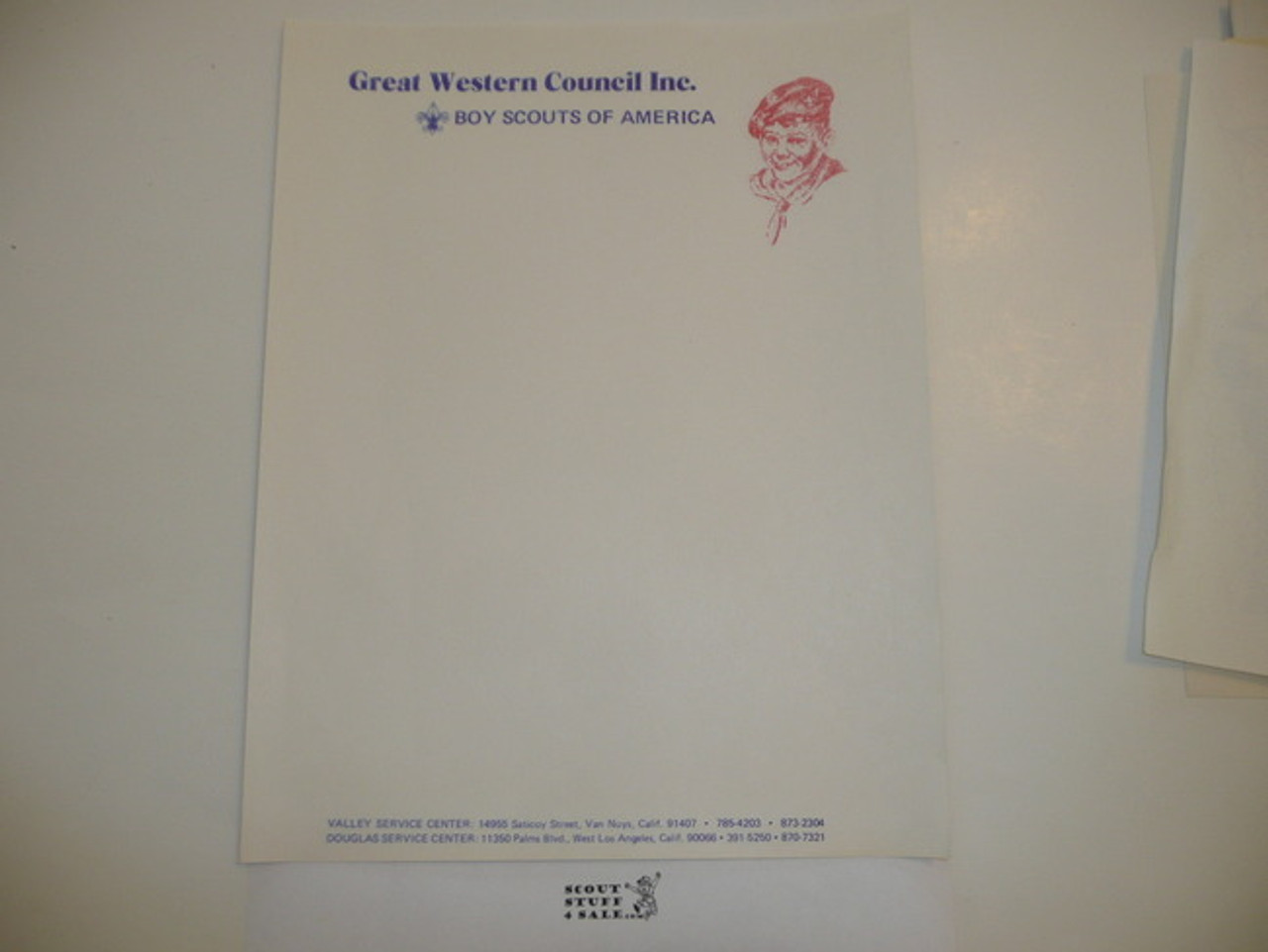 1970's (late) Great Western Council Blank Stationary with Scout sketch