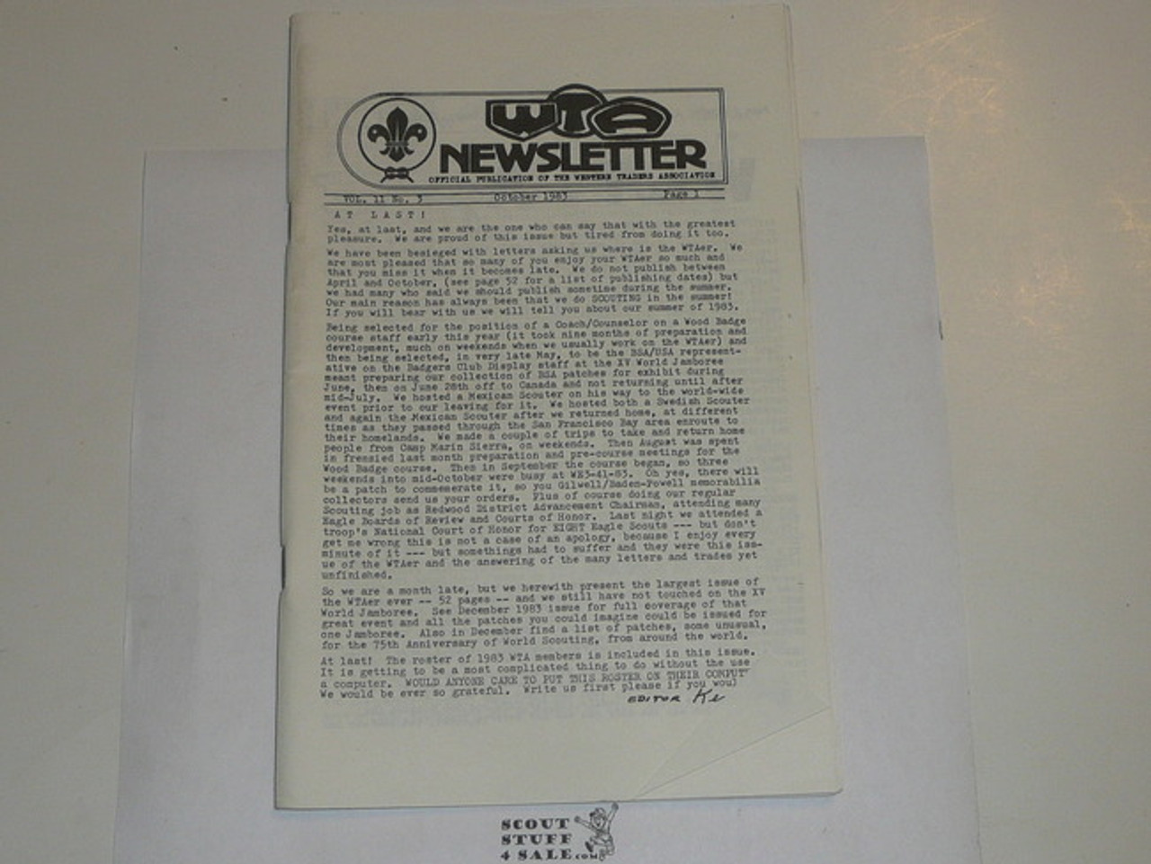 Western Traders Association Newsletter, 1983 October, Vol 11 #3