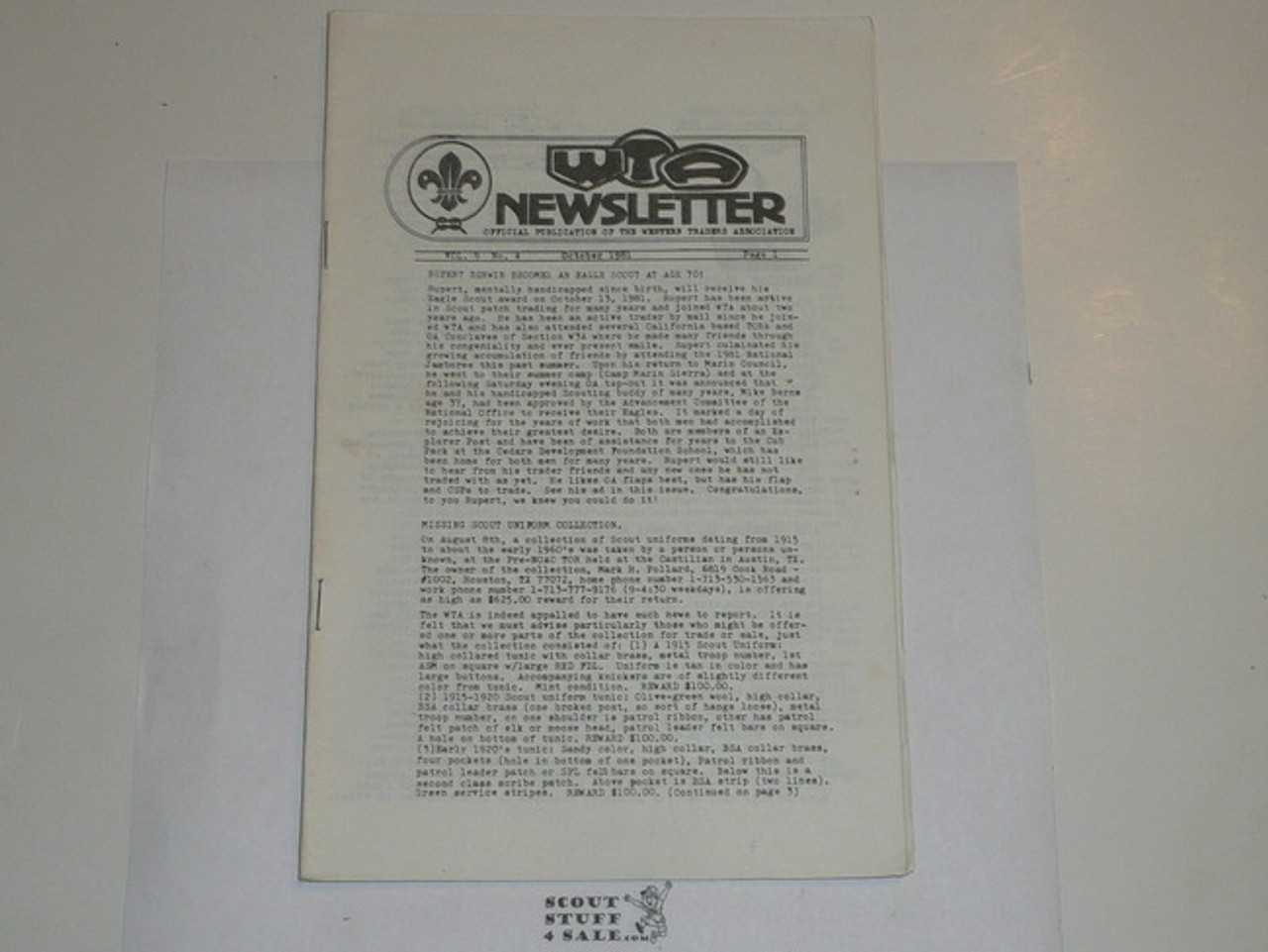 Western Traders Association Newsletter, 1981 October, Vol 9 #4