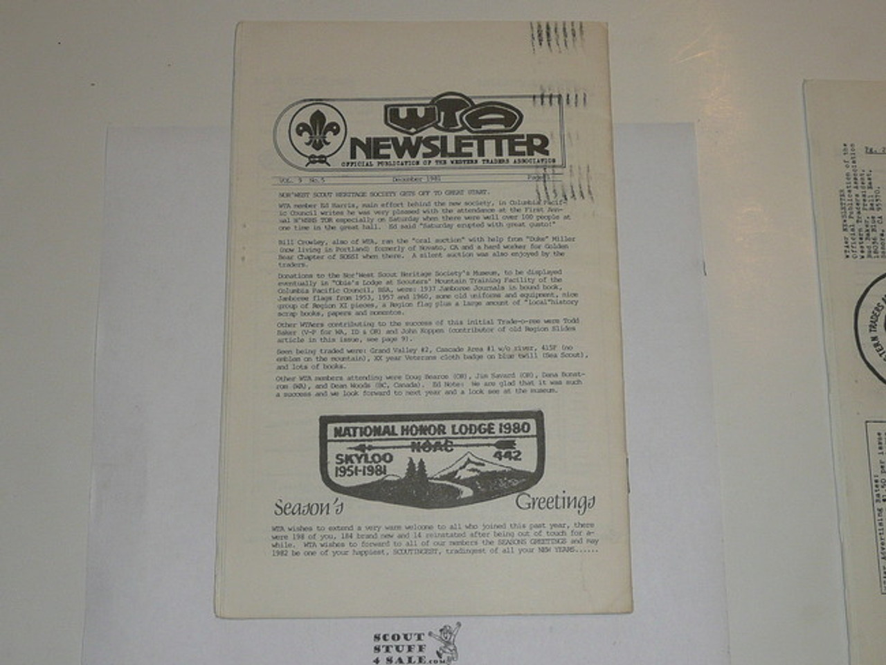 Western Traders Association Newsletter, 1981 December, Vol 9 #5