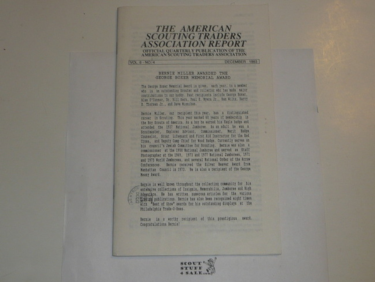 American Scouting Traders Association Report (ASTAR), 1993 December, Vol 8 #4