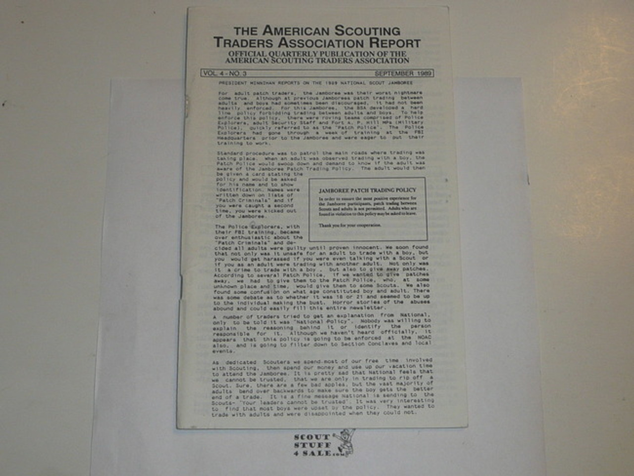 American Scouting Traders Association Report (ASTAR), 1989 September, Vol 4 #3