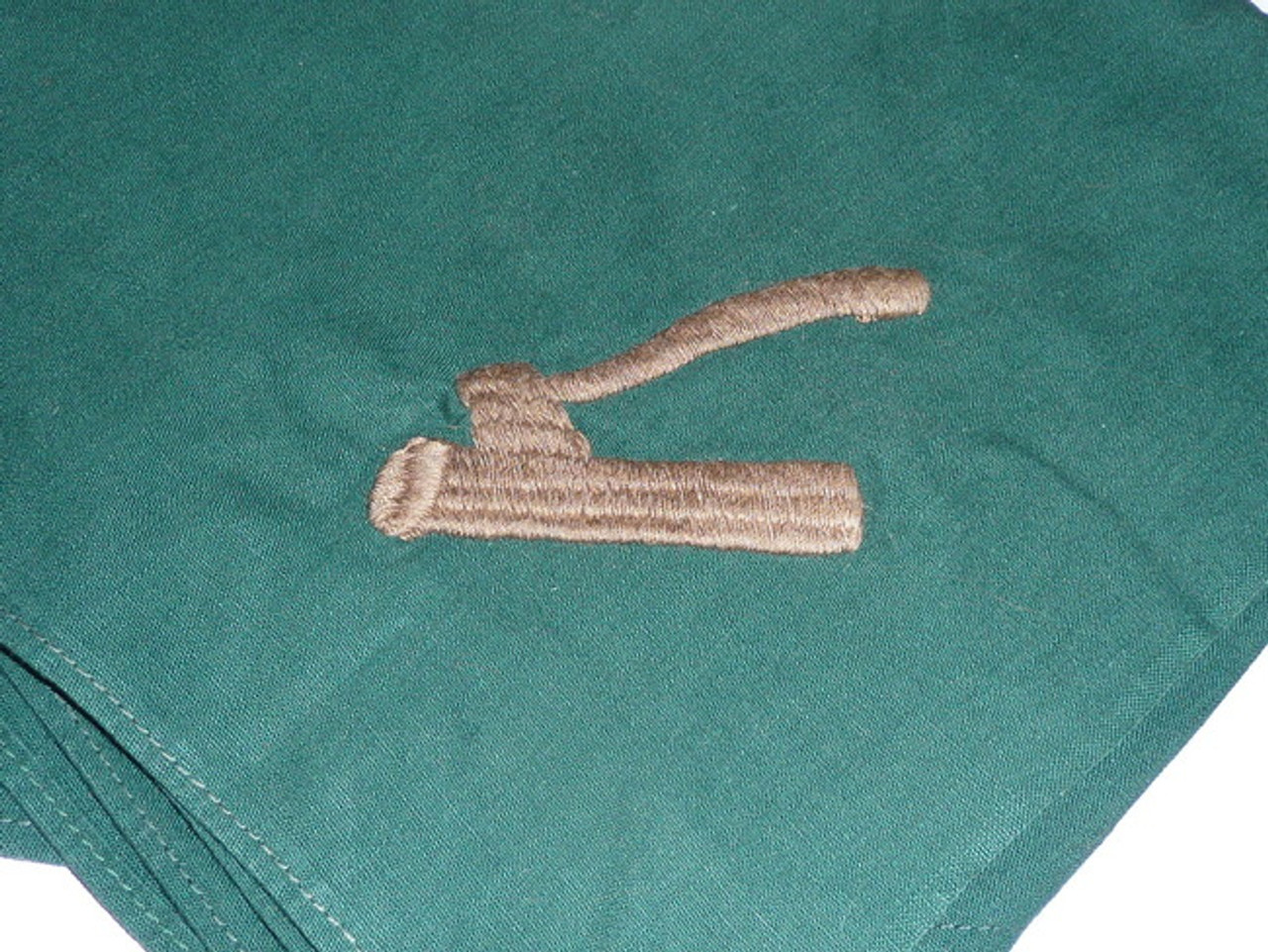 Wood Badge Neckerchief (Axe and Log) Green cloth with tan axe and log