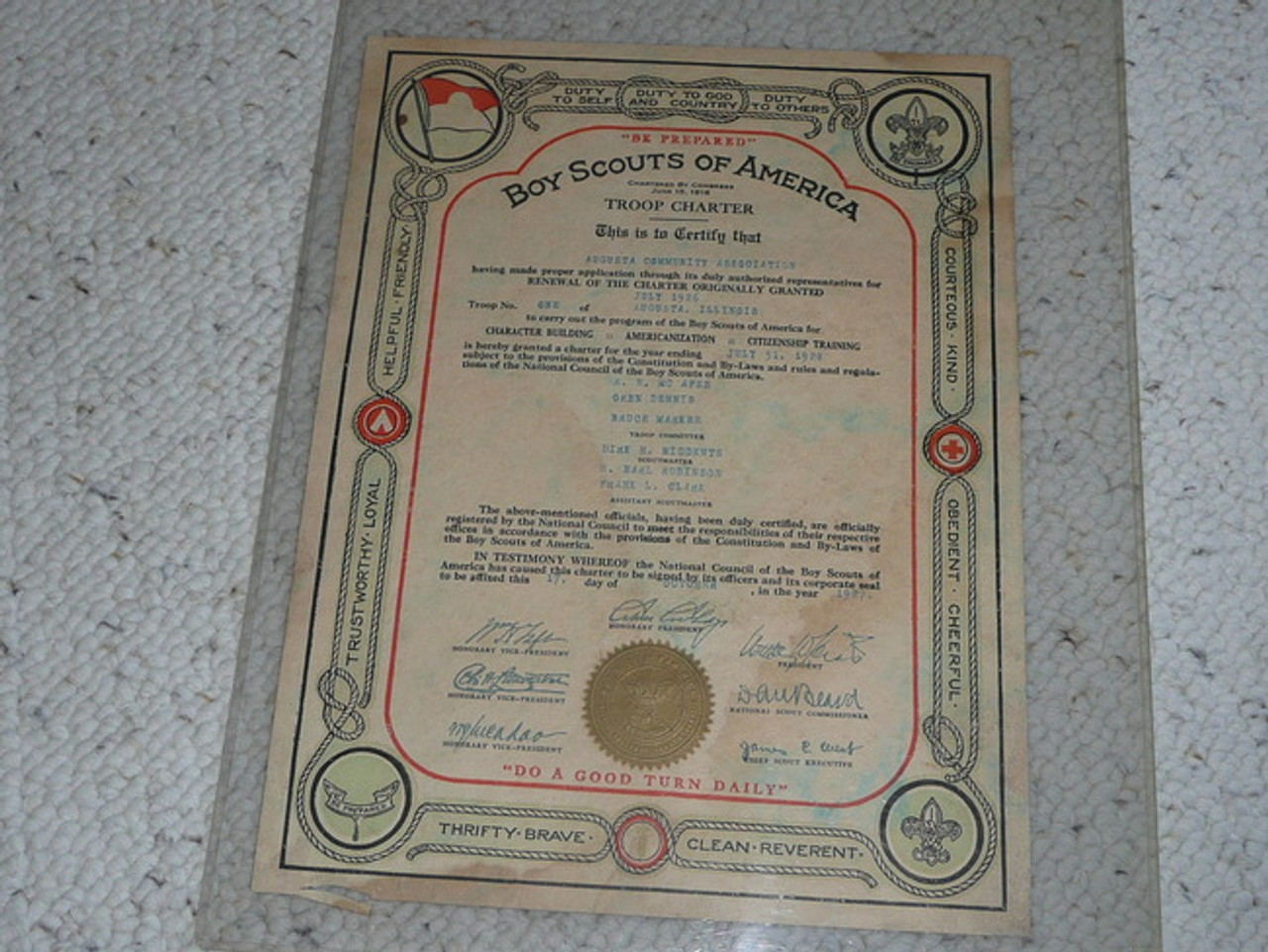 1927 Boy Scout Troop Charter #2