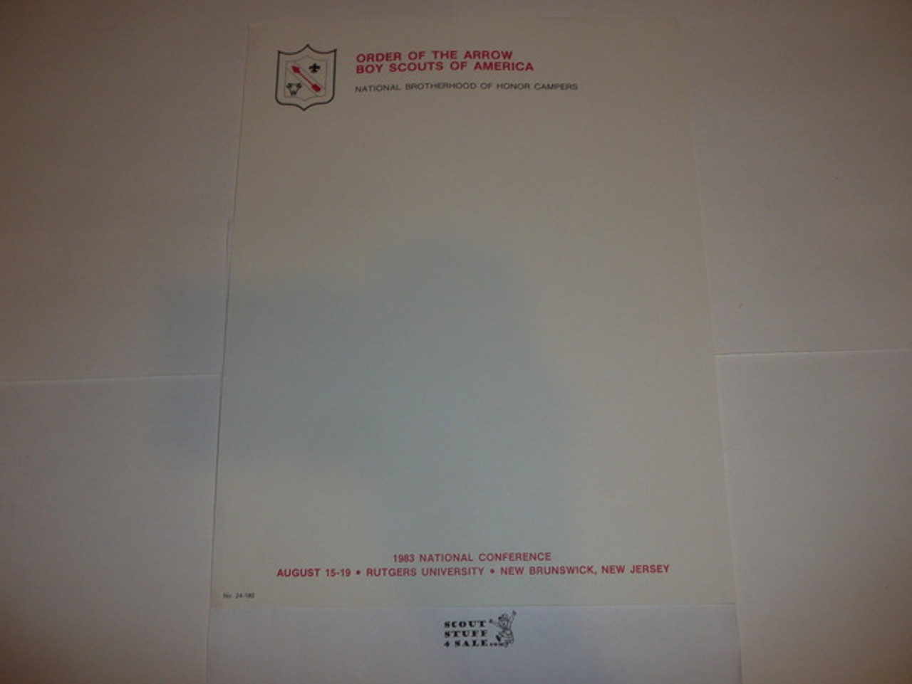 1983 National Order of the Arrow Conference (NOAC) Stationary