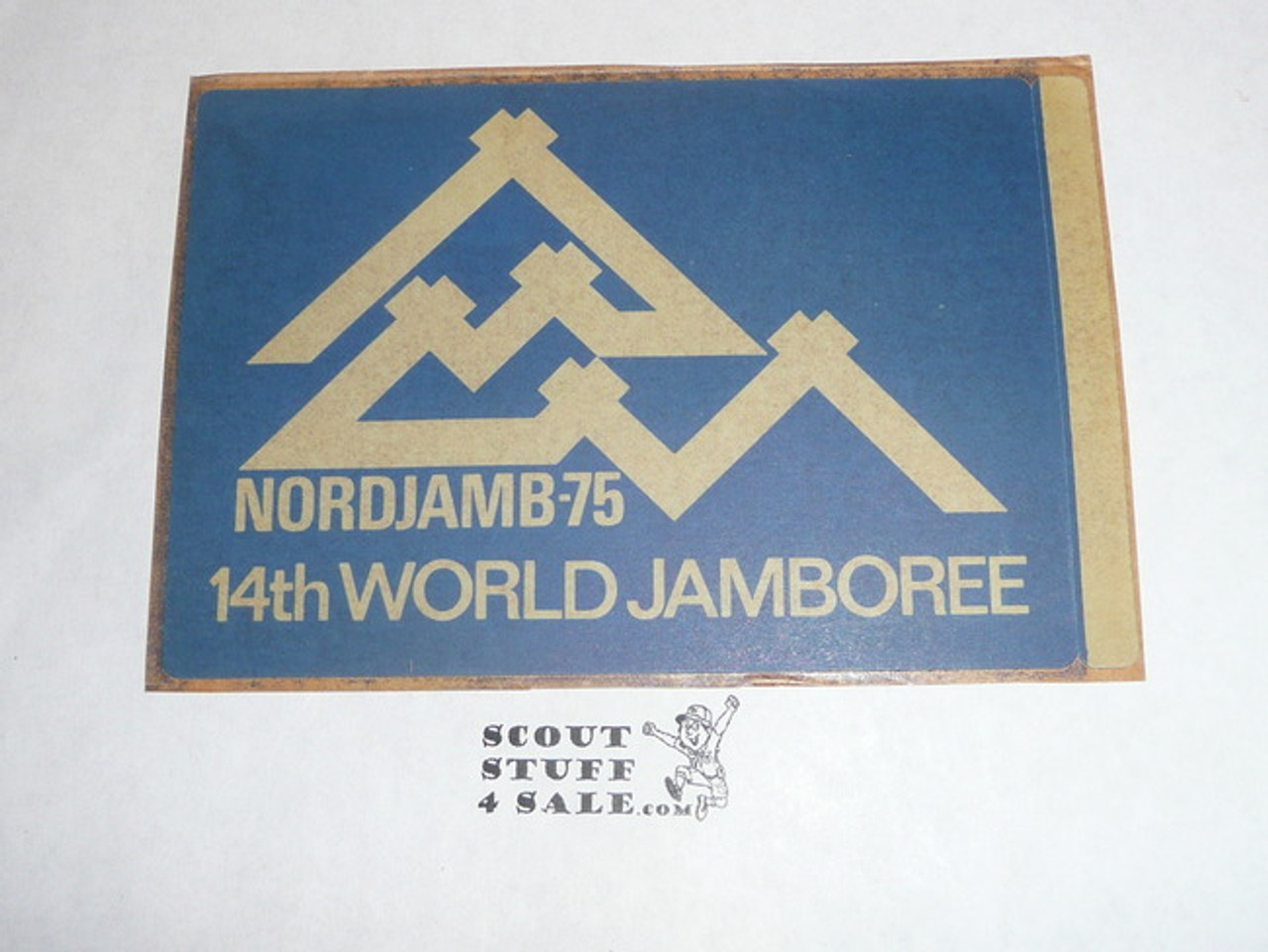 1975 World Jamboree Rectangular Sticker, blue