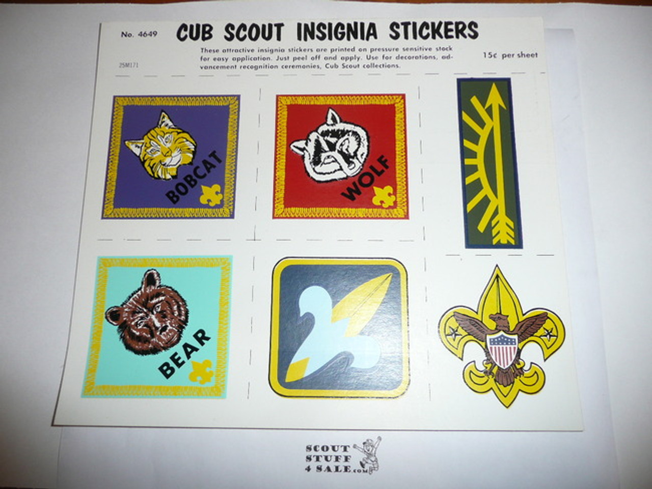 Cub Scout Insignia Stickers, 1971