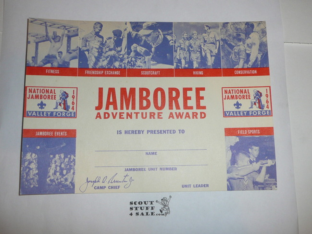 1964 National Jamboree Adventure Award, blank
