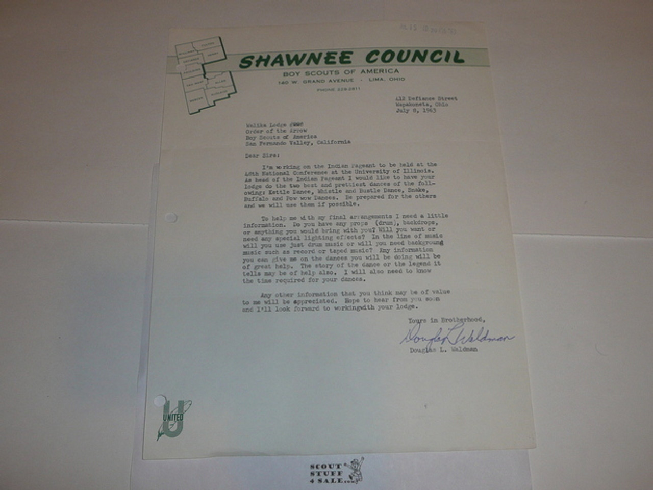 Shawnee Council Stationary, 1963