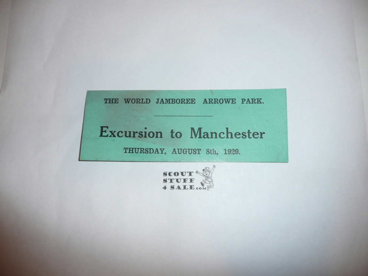 1929 World Jamboree Excursion to Manchester Ticket for August 8