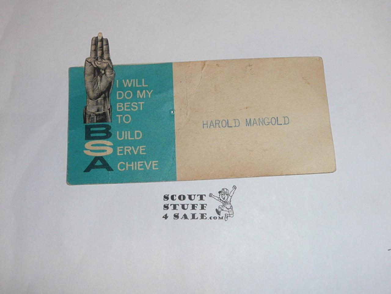 1950's Boy Scout "Build Serve Achieve" Place Card Table Topper #2