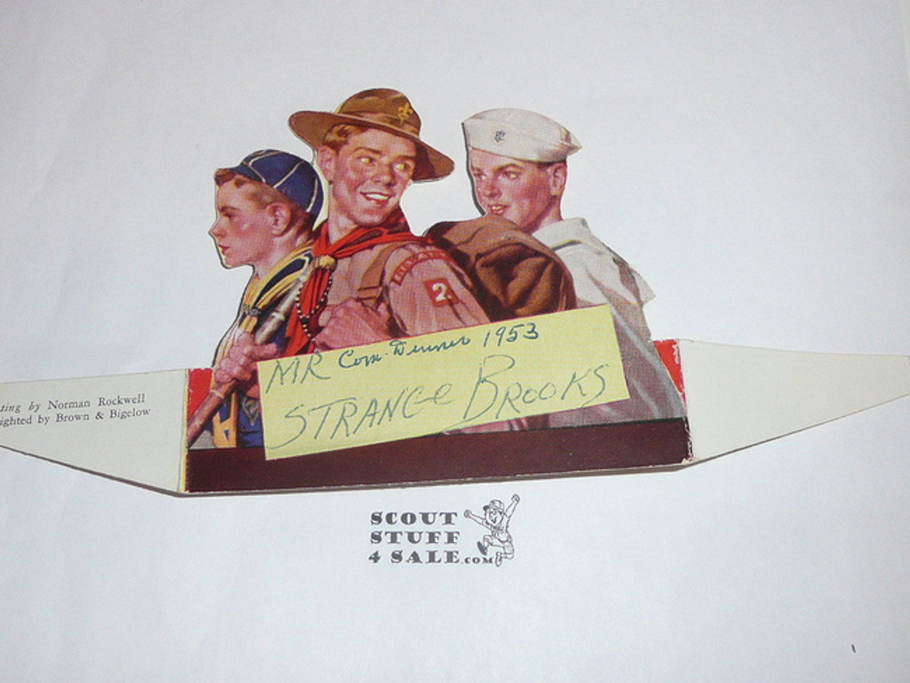 1940's Boy Scout Place Card Table Topper with Cub Boy and Sea Scout, Rockwell Art