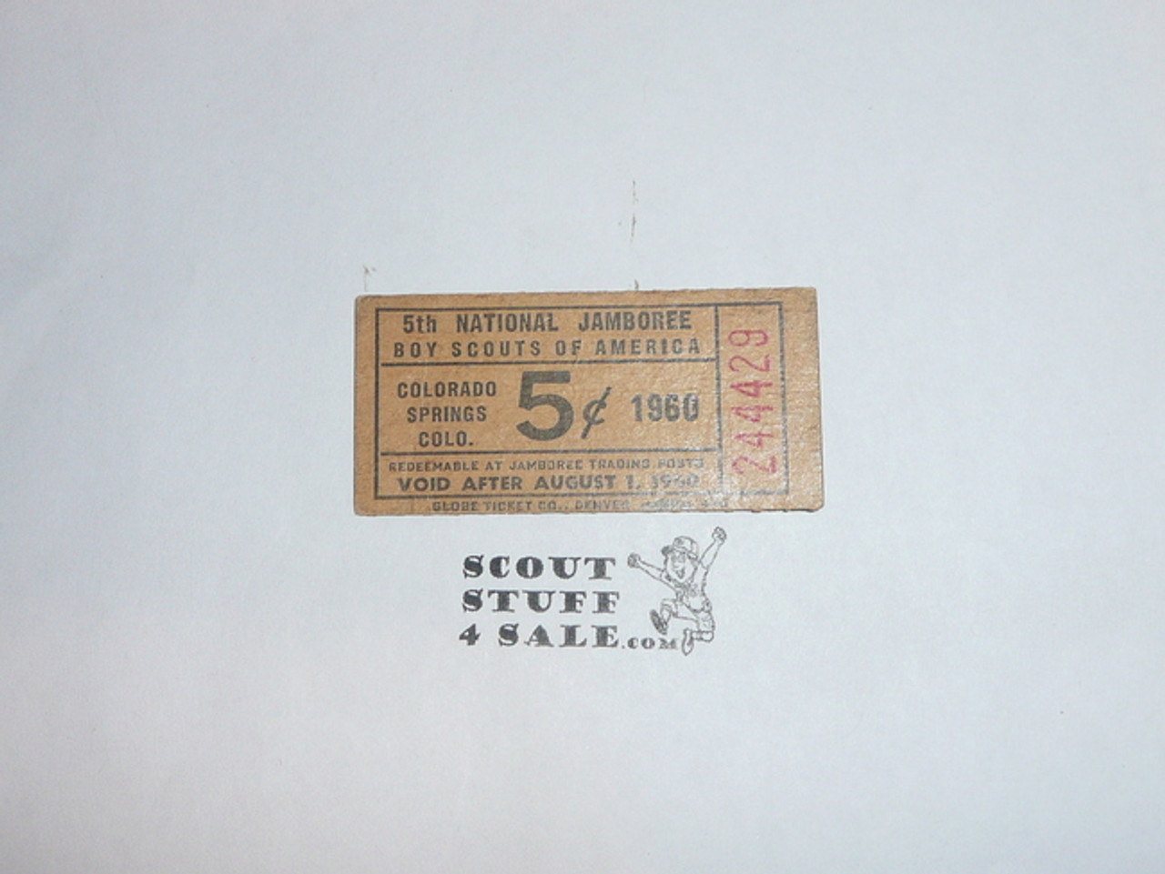 1960 National Jamboree Trading Post Ticket