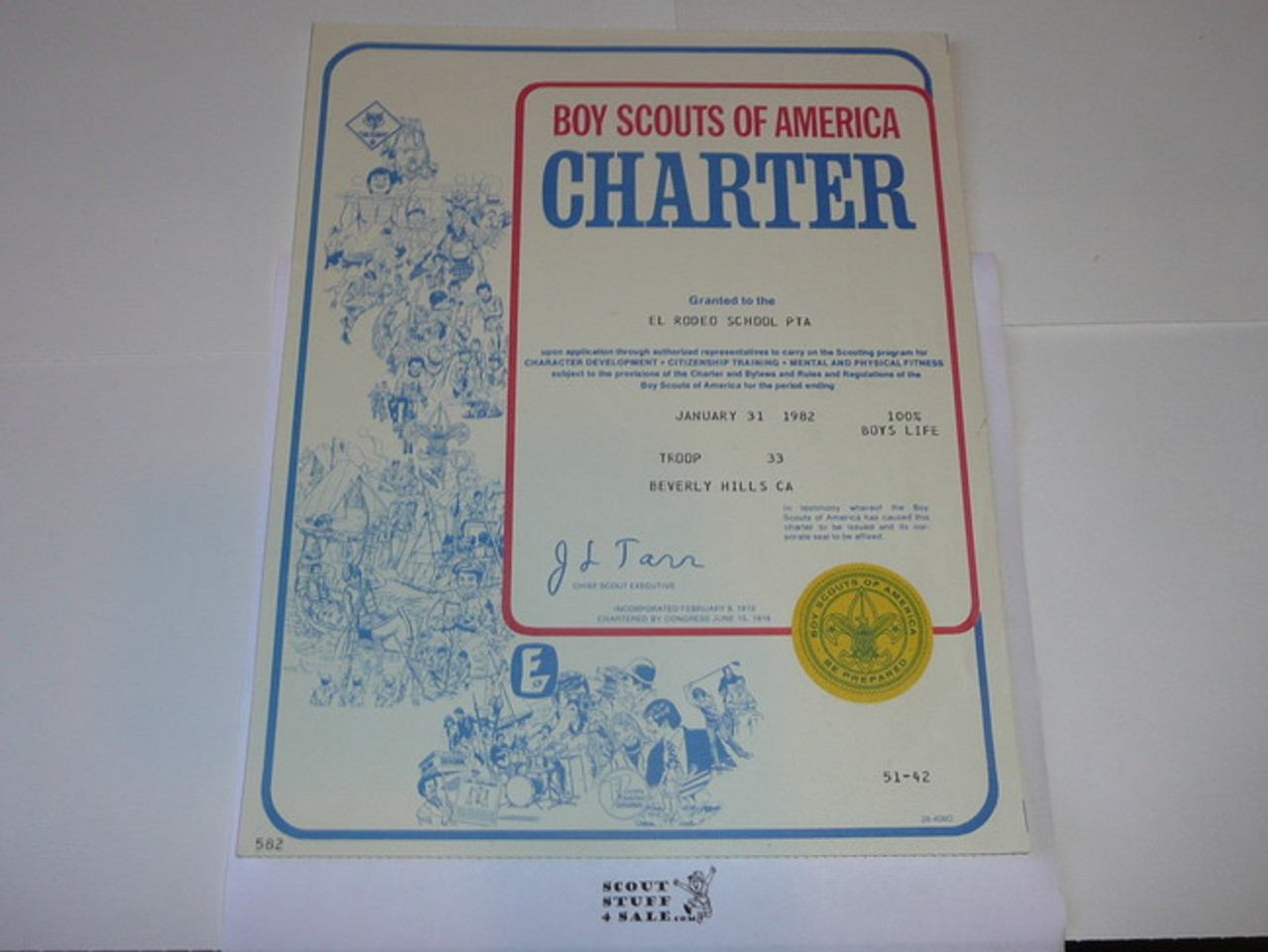 1982 Boy Scout Troop Charter, January