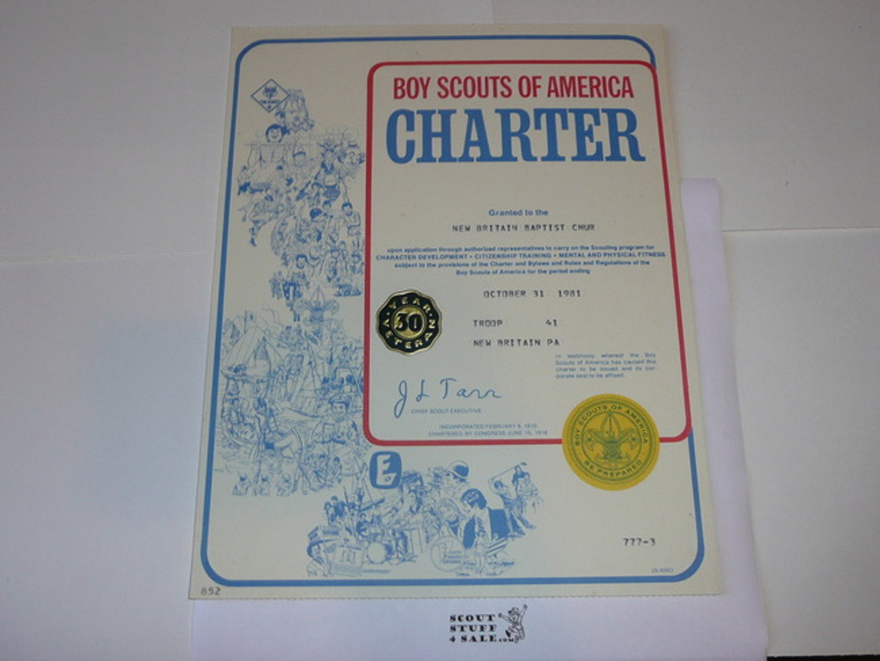 1981 Boy Scout Troop Charter, December, 30 year Veteran Troop