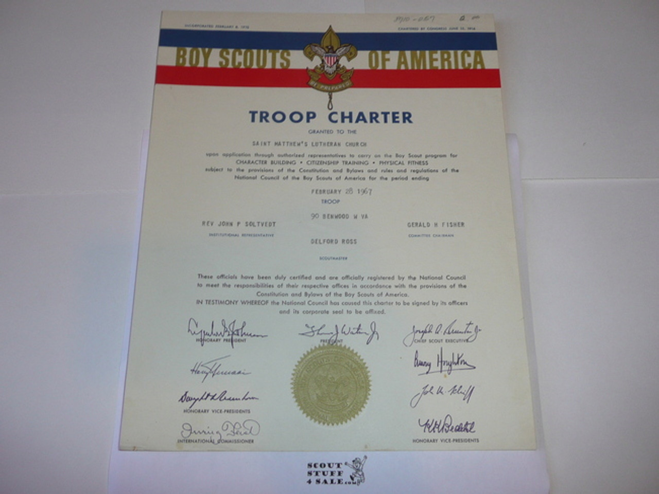 1967 Boy Scout Troop Charter, February