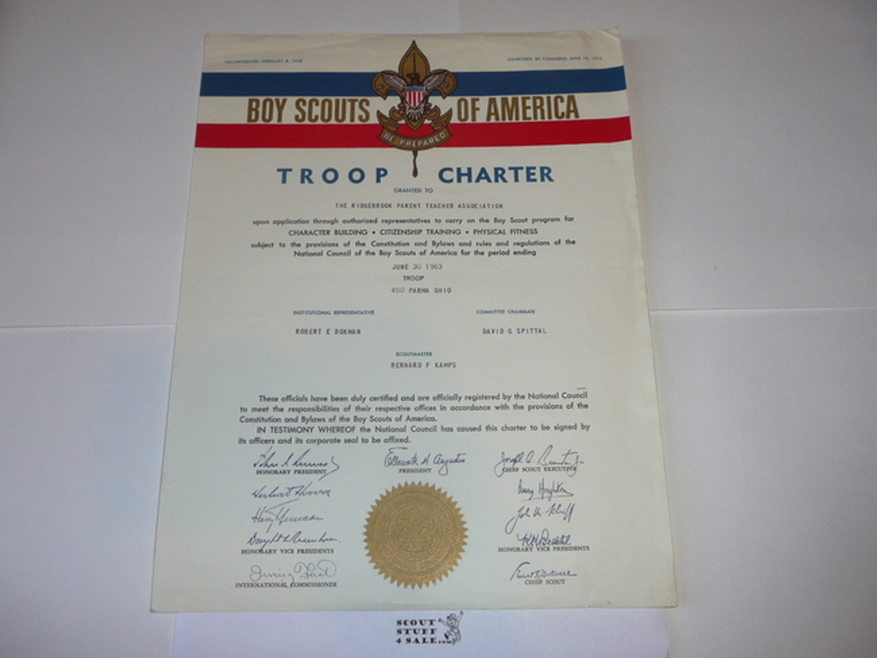 1963 Boy Scout Troop Charter, June