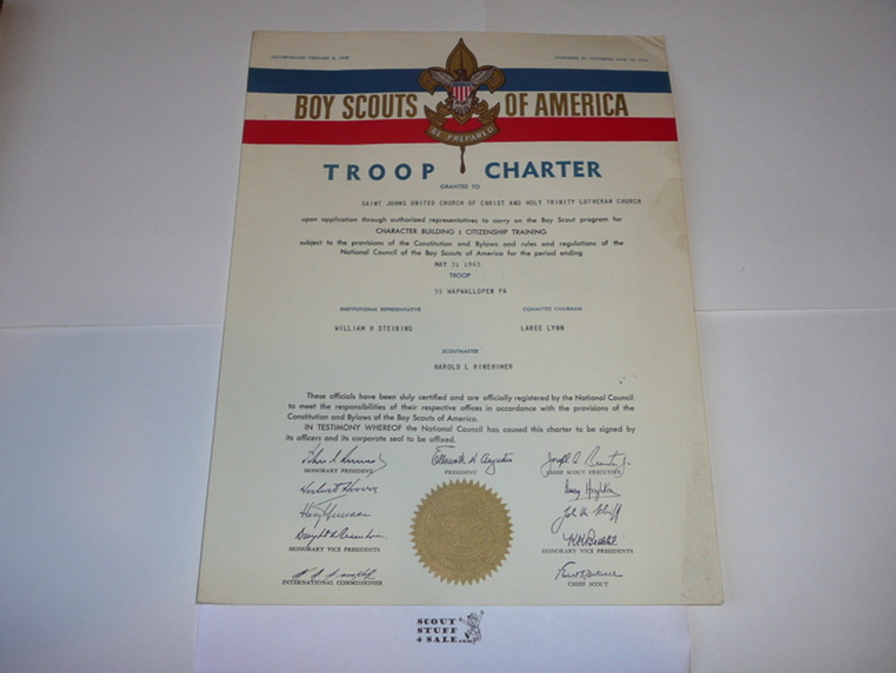 1963 Boy Scout Troop Charter, May, PA