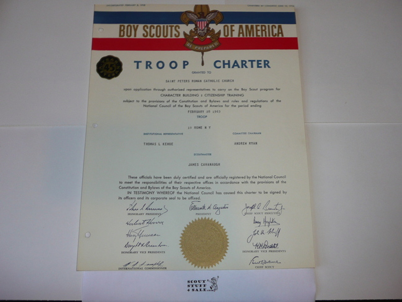 1963 Boy Scout Troop Charter, February