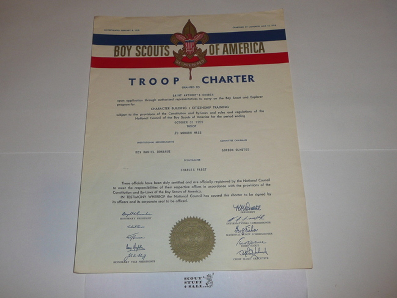 1959 Boy Scout Troop Charter, October